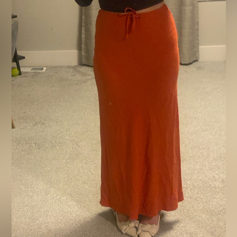 ASOS Burnt Orange Maxi Slip Skirt for Casual Nights